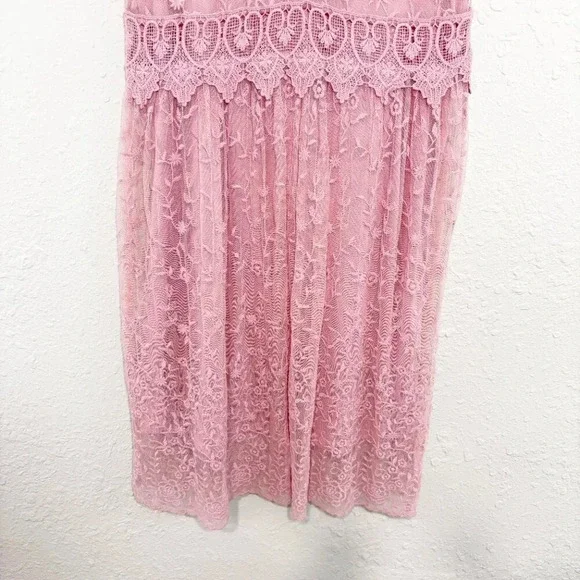 Sundance Pink Lace Sleeveless Boho Feminine Midi Dress Women's Size 12 - Picture 5 of 8